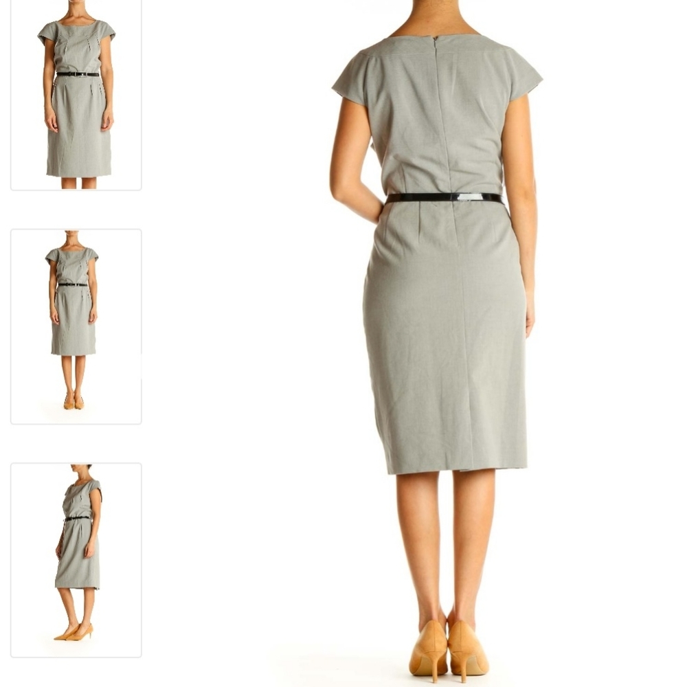 Calvin Klein Gray Solid Work Shift Dress Size 8 - image 4